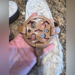 Tory Burch Brown Leather Sandals with Cutout Design